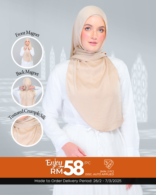 Instant Tag n' Go Shawl | Textured Silk in Nude Sand