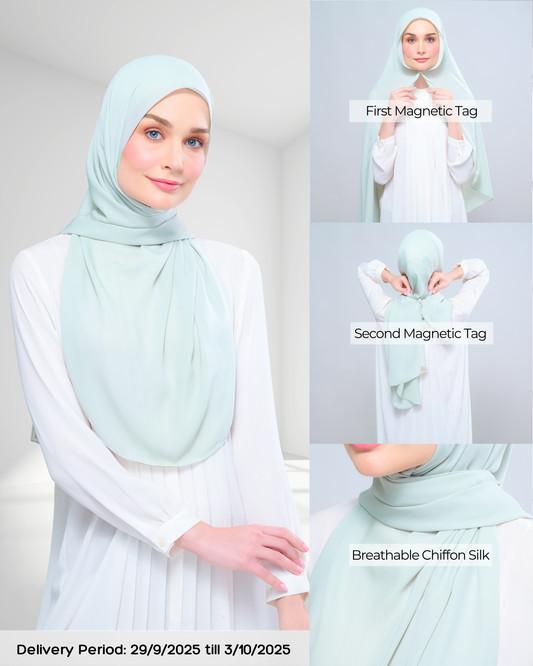 Instant Tag n' Go Shawl l Chiffon Silk 1.0 in Pistachio Green