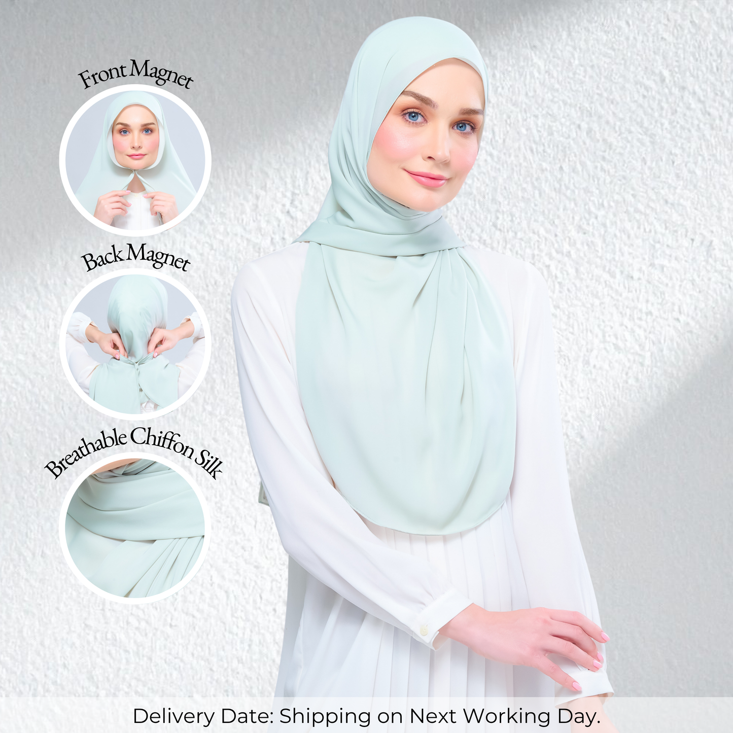 Instant Tag n' Go Shawl l Chiffon Silk 1.0 in Pistachio Green