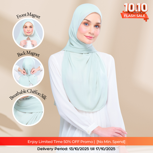 Instant Tag n' Go Shawl l Chiffon Silk 1.0 in Pistachio Green