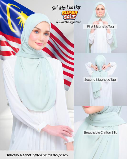 Instant Tag n' Go Shawl l Chiffon Silk 1.0 in Pistachio Green