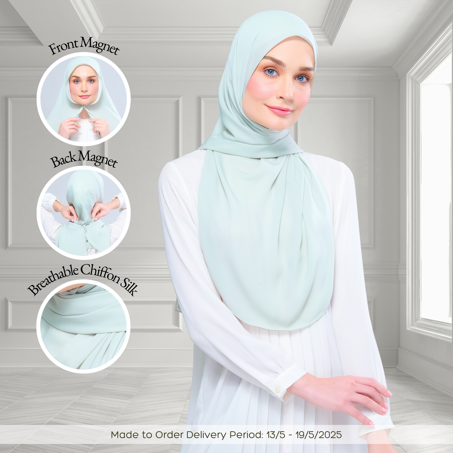 [As-Is] Instant Tag n' Go Shawl l Chiffon Silk in Pistachio Green