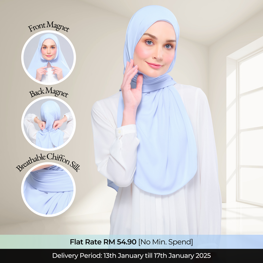 Instant Tag n' Go Shawl l Chiffon Silk 1.0 in Powder Blue