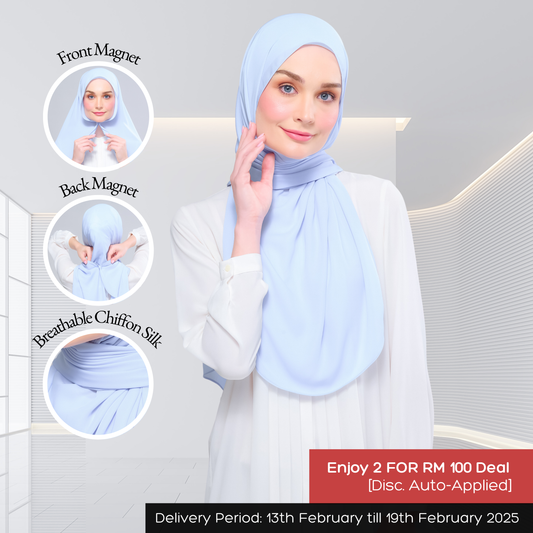 Instant Tag n' Go Shawl l Chiffon Silk 1.0 in Powder Blue