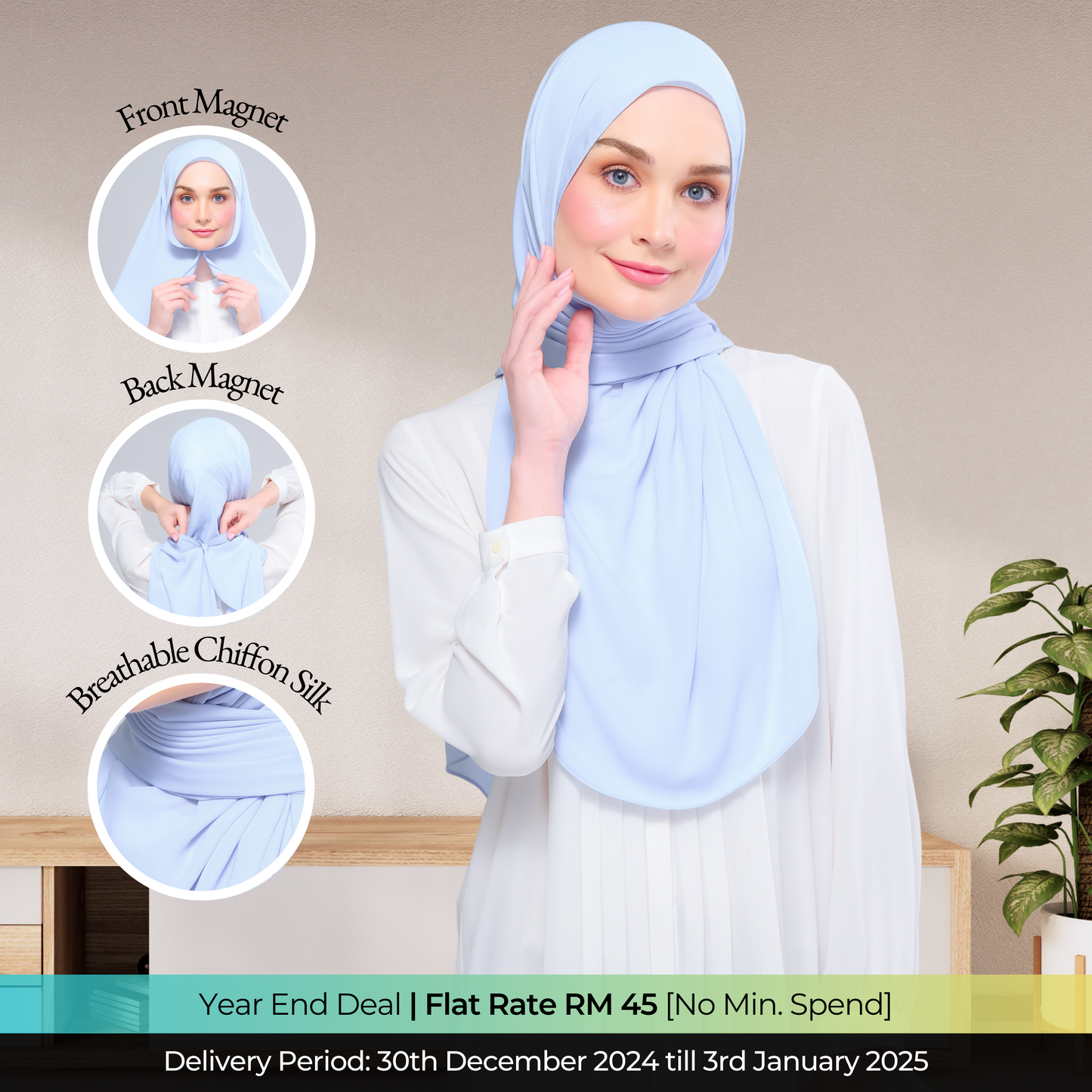 Instant Tag n' Go Shawl l Chiffon Silk 1.0 in Powder Blue