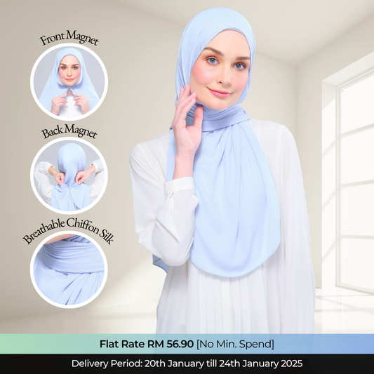 Instant Tag n' Go Shawl l Chiffon Silk 1.0 in Powder Blue