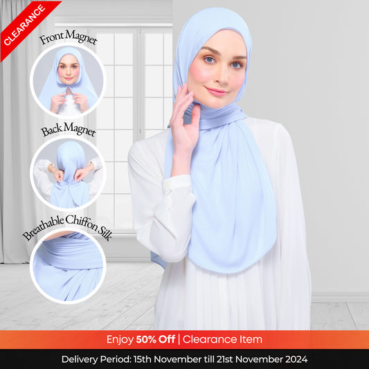 Instant Tag n' Go Shawl l Chiffon Silk 1.0 in Powder Blue