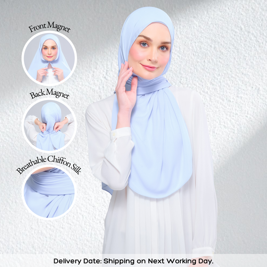 Instant Tag n' Go Shawl l Chiffon Silk 1.0 in Powder Blue