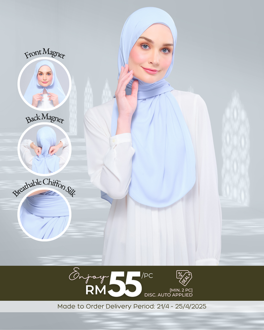 Instant Tag n' Go Shawl l Chiffon Silk 1.0 in Powder Blue