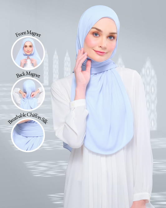 [As-Is] Instant Tag n' Go Shawl l Chiffon Silk in Powder Blue