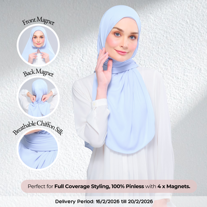Instant Tag n' Go Shawl l Chiffon Silk 1.0 in Powder Blue