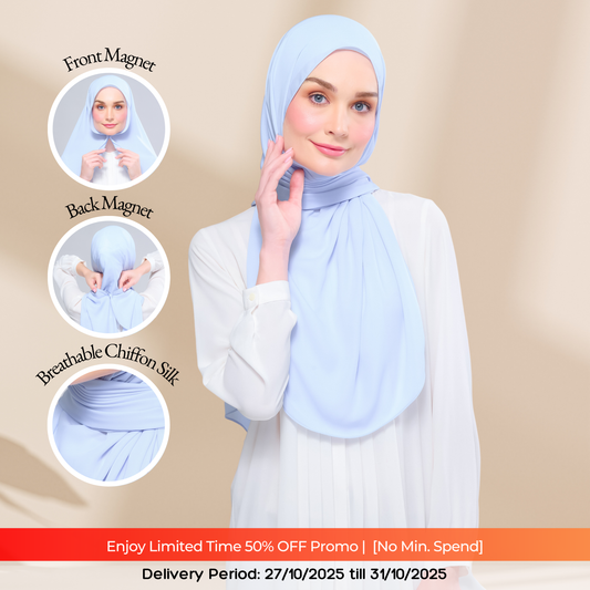 Instant Tag n' Go Shawl l Chiffon Silk 1.0 in Powder Blue