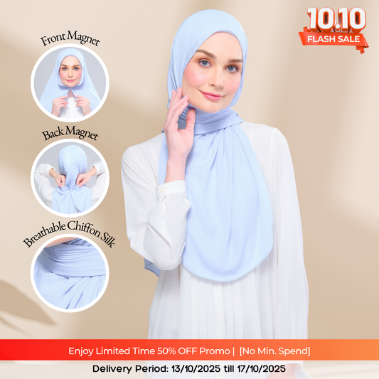 Instant Tag n' Go Shawl l Chiffon Silk 1.0 in Powder Blue