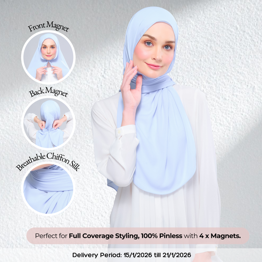 Instant Tag n' Go Shawl l Chiffon Silk 1.0 in Powder Blue