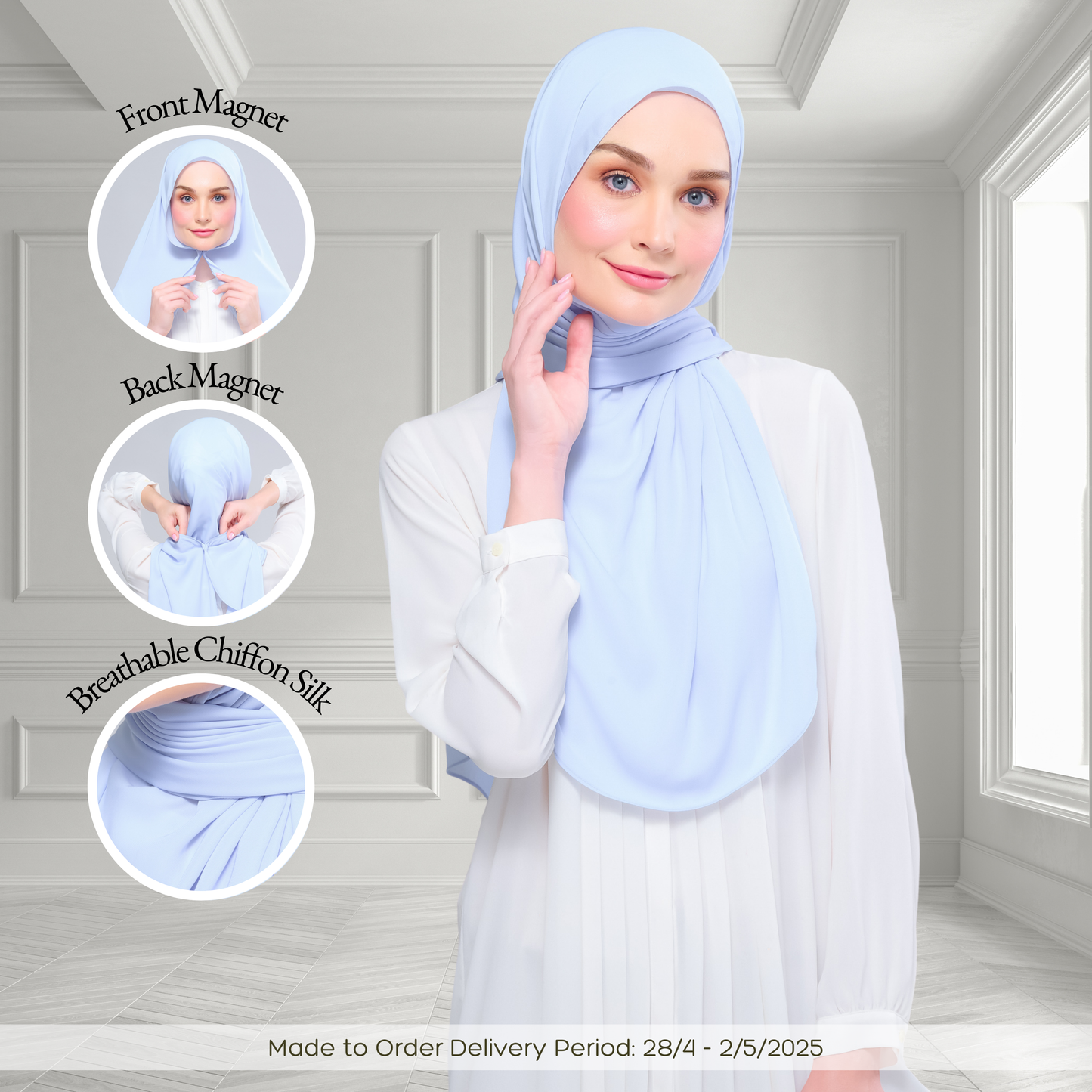 [As-Is] Instant Tag n' Go Shawl l Chiffon Silk in Powder Blue