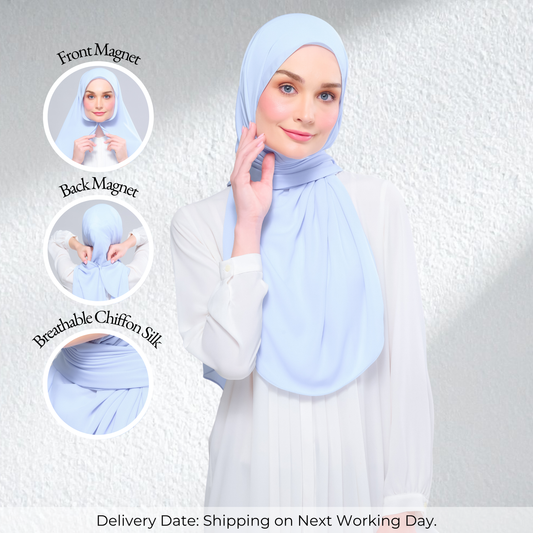 Instant Tag n' Go Shawl l Chiffon Silk 1.0 in Powder Blue