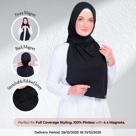 Instant Tag n' Go Shawl | Ribbed Jersey in Black