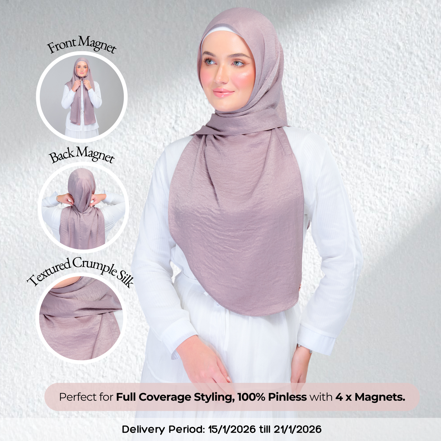 Instant Tag n' Go Shawl | Textured Silk in Ash Taupe