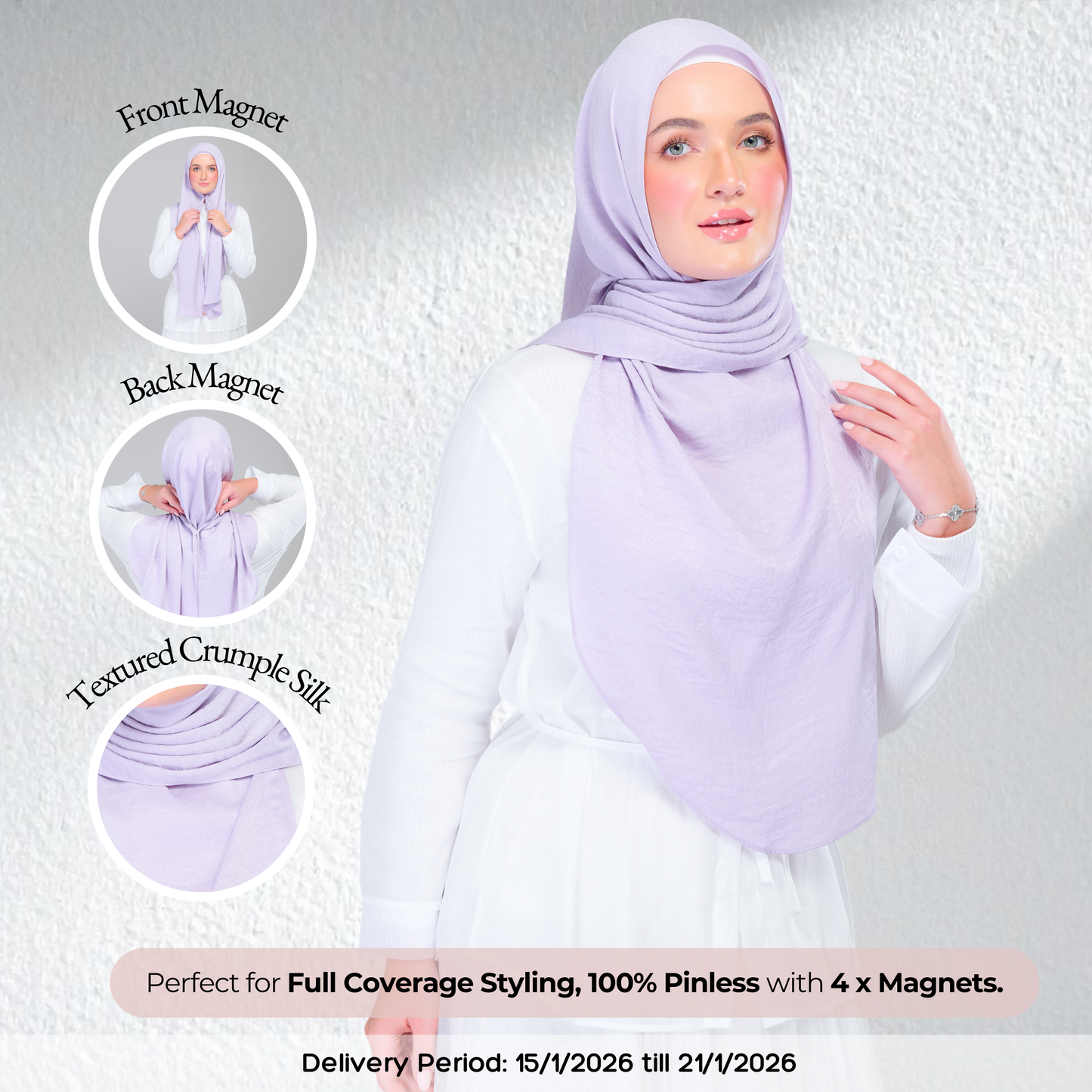 Instant Tag n' Go Shawl | Textured Silk in Lilac