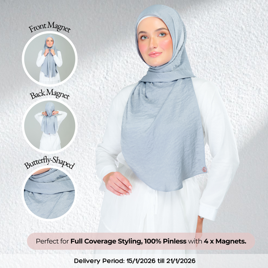 Instant Tag n' Go Shawl | Textured Silk in Metallic Grey 2.0