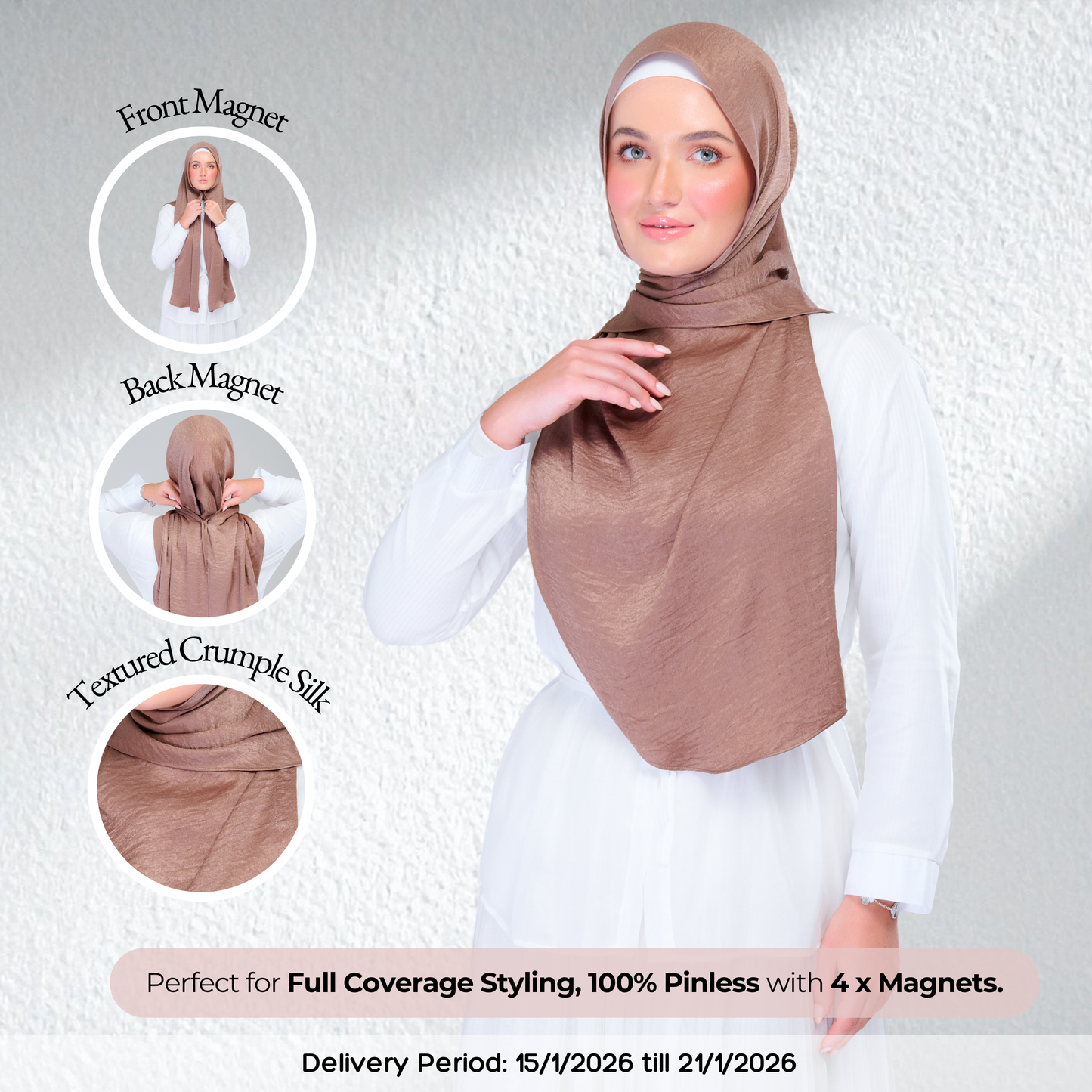 Instant Tag n' Go Shawl | Textured Silk in Mocha