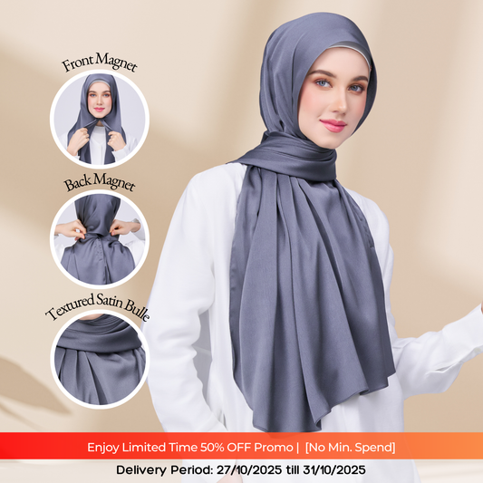 Instant Tag n' Go Shawl | Satin Bulle in Ebony Grey