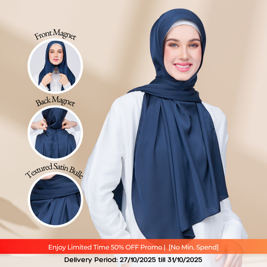 Instant Tag n' Go Shawl | Satin Bulle in Midnight Blue