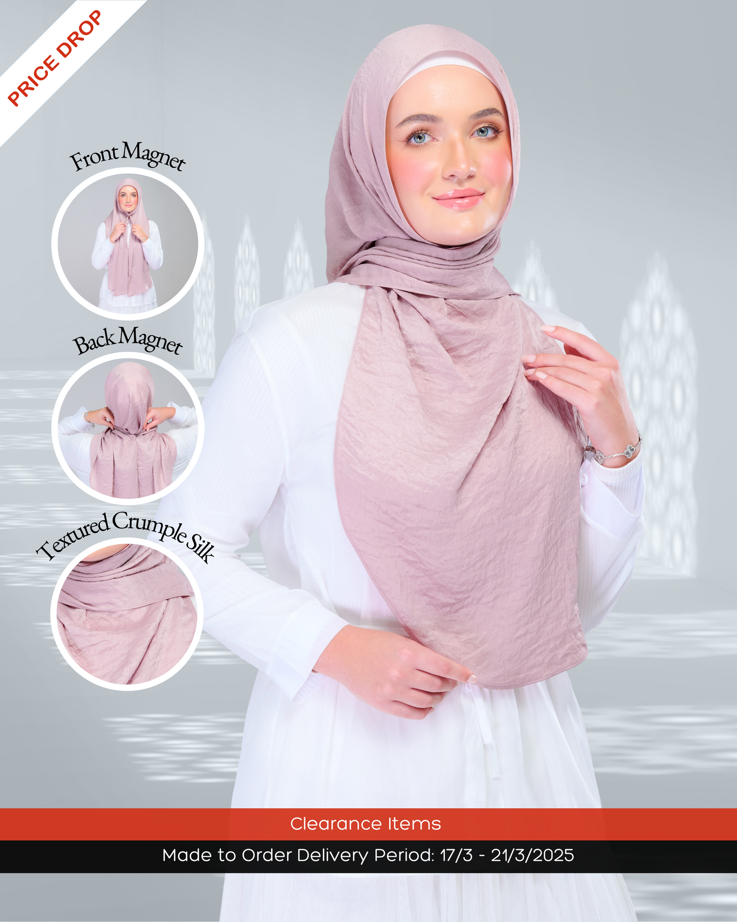 Instant Tag n' Go Shawl | Textured Silk in Soft Pink