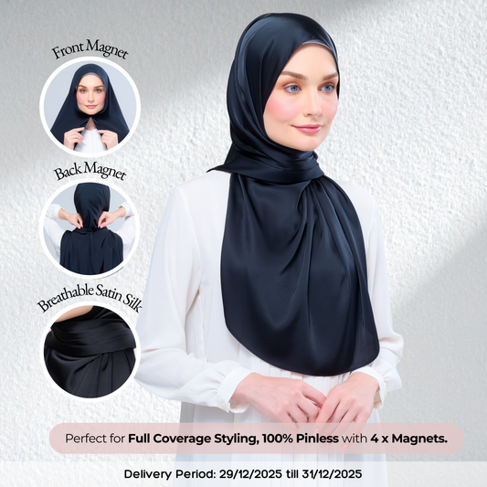Instant Tag n' Go Shawl | Satin Silk in Pitch Black