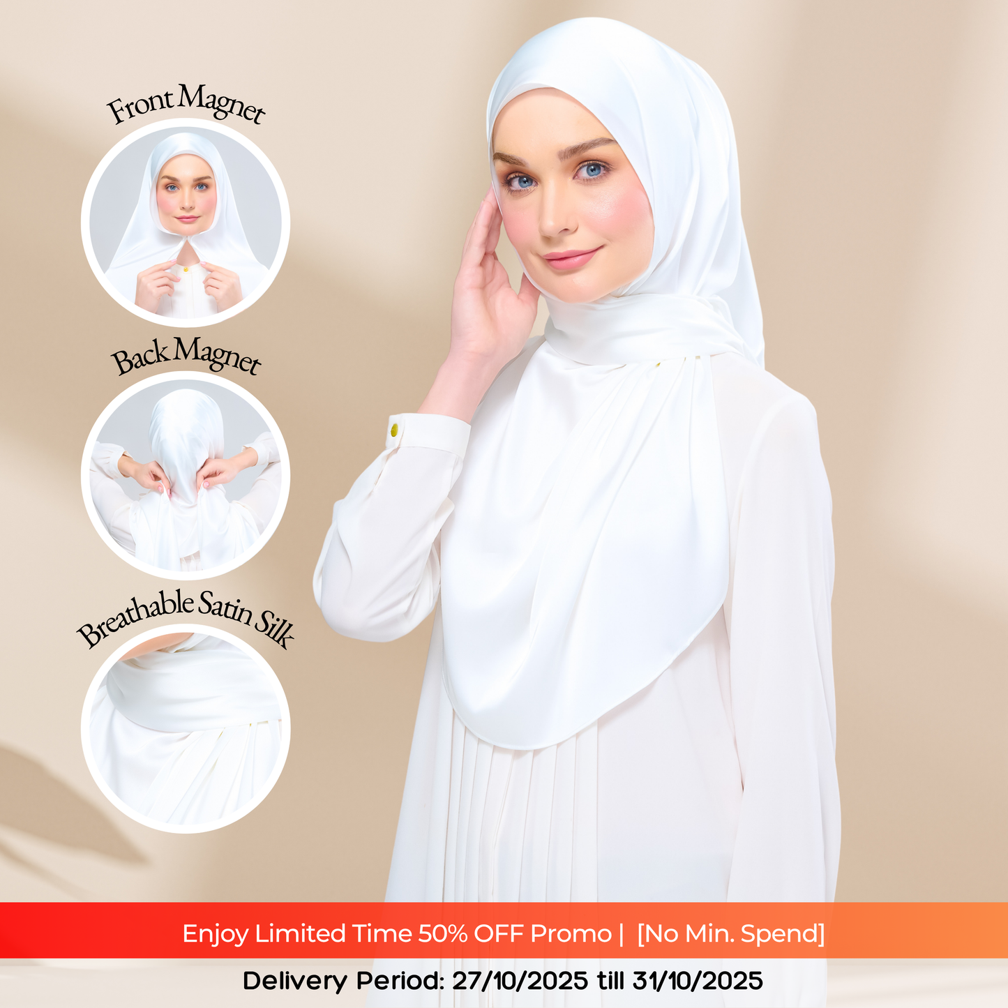 Instant Tag n' Go Shawl | Satin Silk in Bridal White