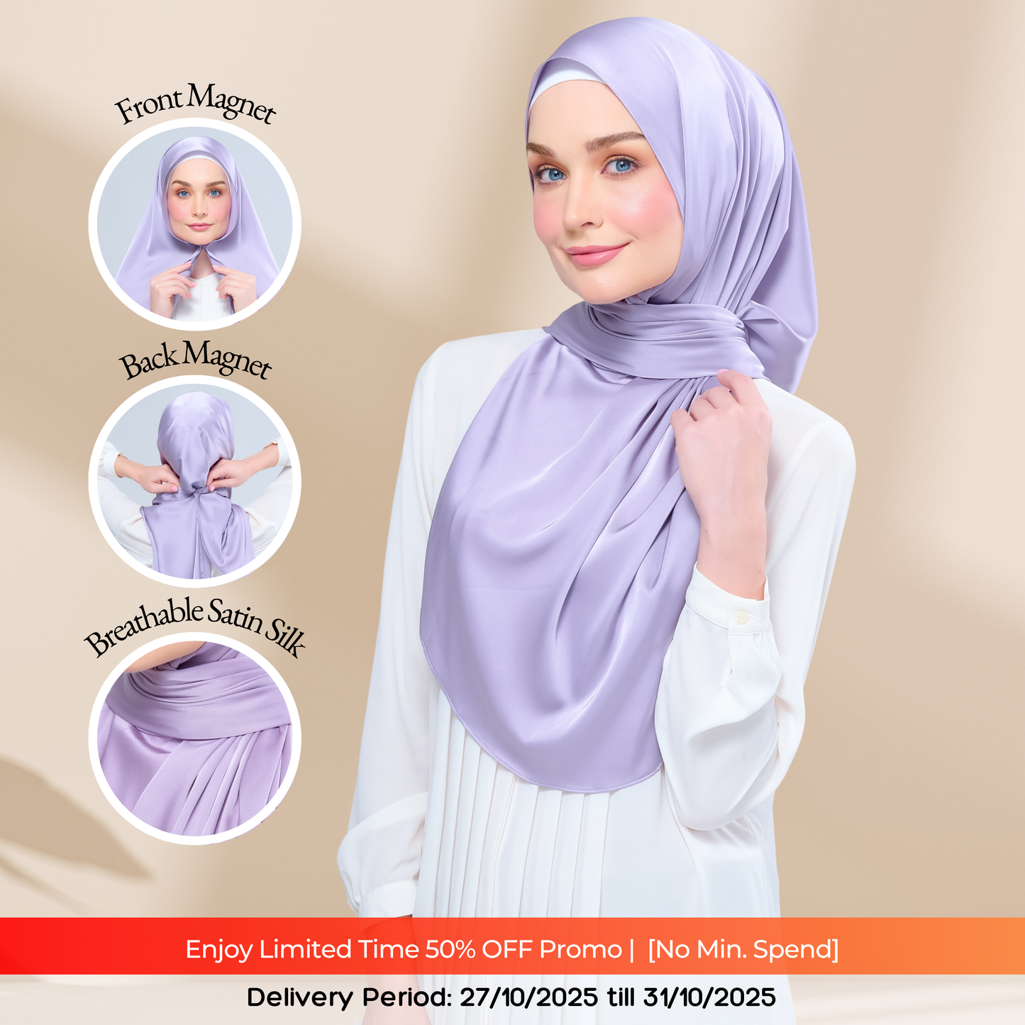 Instant Tag n' Go Shawl | Satin Silk in Lavender Blush