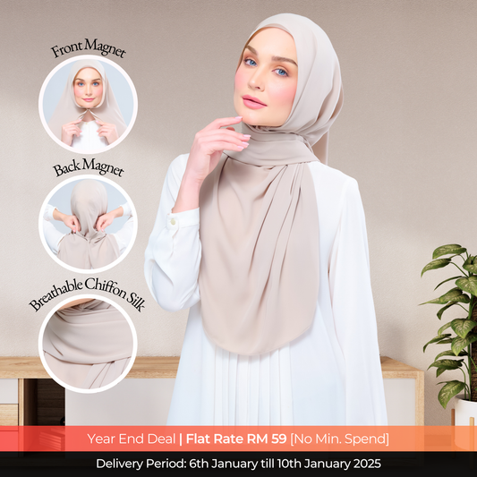 Instant Tag n' Go Shawl  l Chiffon Silk 1.0 in Taupe