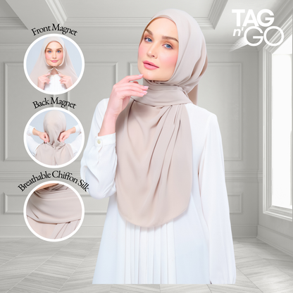 [As-Is] Instant Tag n' Go Shawl l Chiffon Silk in Taupe