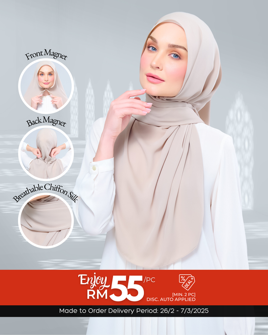 Instant Tag n' Go Shawl  l Chiffon Silk 1.0 in Taupe