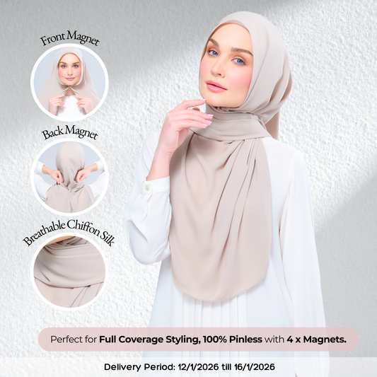 Instant Tag n' Go Shawl  l Chiffon Silk 1.0 in Taupe