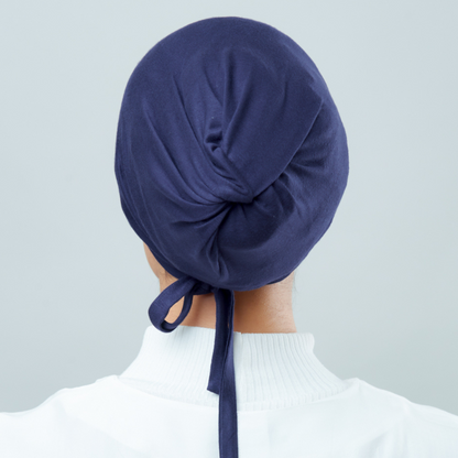 Tie-Back Viscose Snowcap in Navy Blue