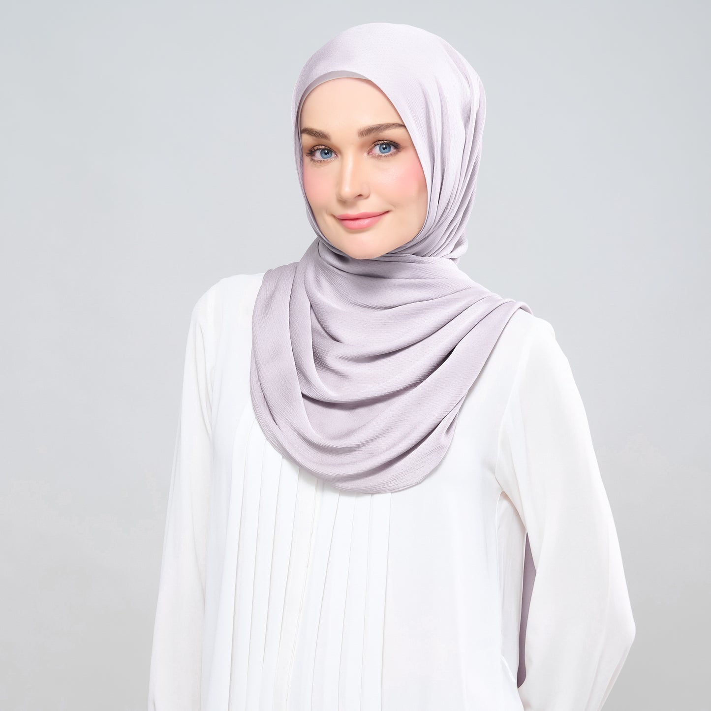 Scarlet Silk Shawl in Light Grey