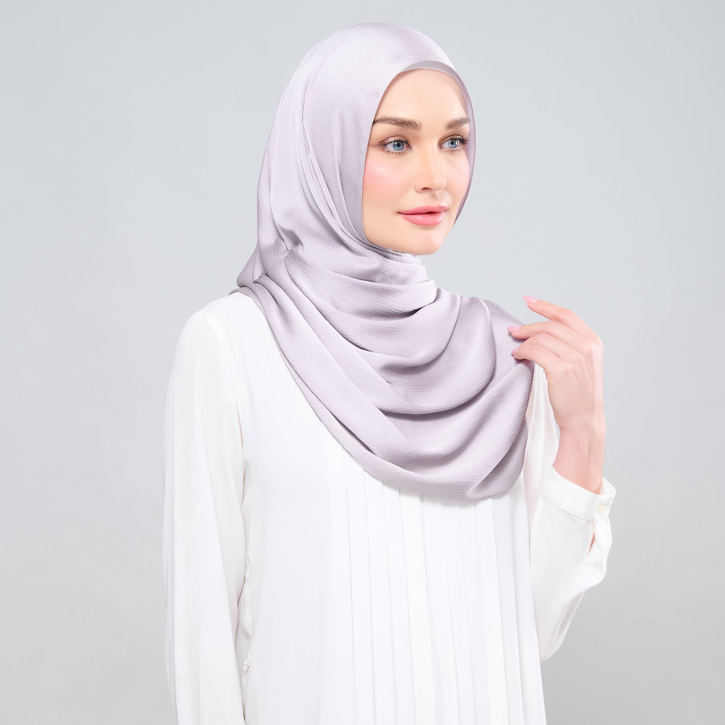 Scarlet Silk Shawl in Light Grey