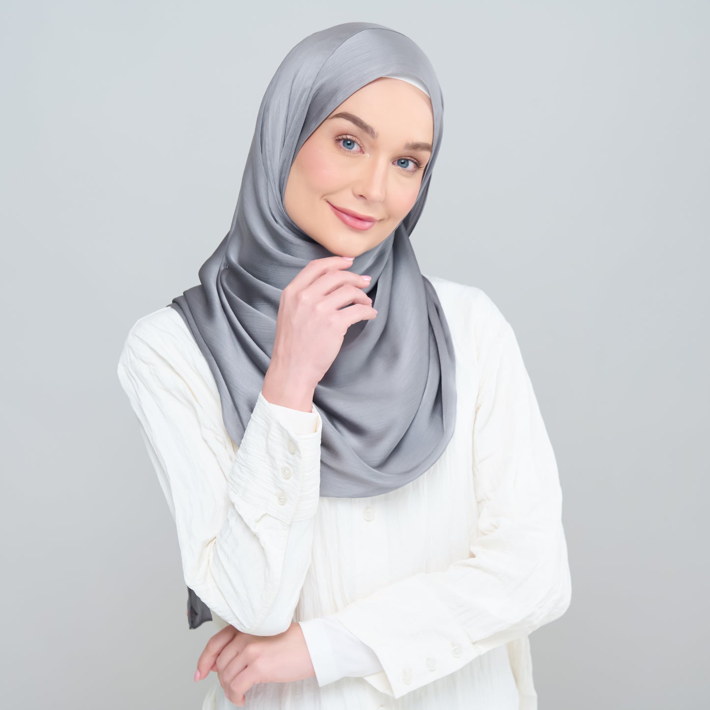 Medina Silk Shawl in Dark Grey