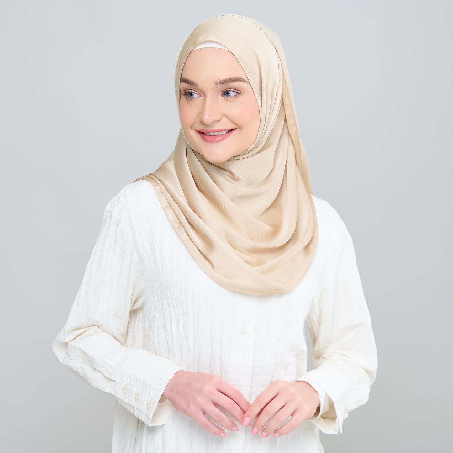 Medina Silk Shawl in Light Sand