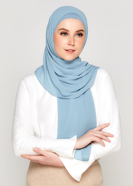 Tie-Back Chiffon Gabana in Maya Blue