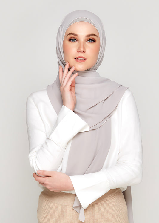 Tie-Back Chiffon Gabana in Platinum Grey