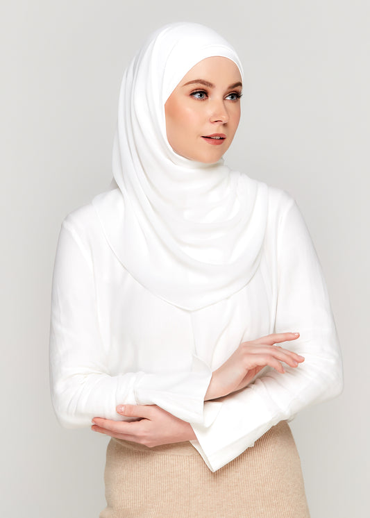 Tie-Back Chiffon Gabana in Pure White