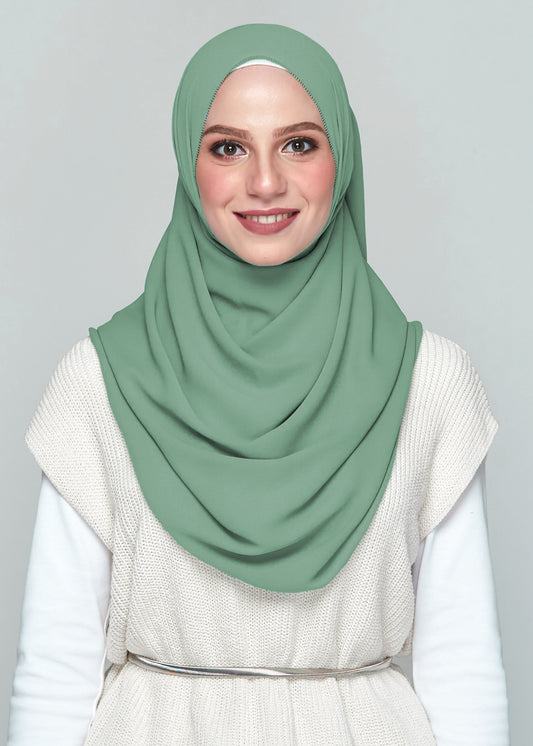 Premium Chiffon in Palace Green (Eyelash Hem)
